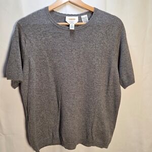 Talbots Heather Grey 100% Cashmere Short Sleeve Sweater Medium Luxury Soft